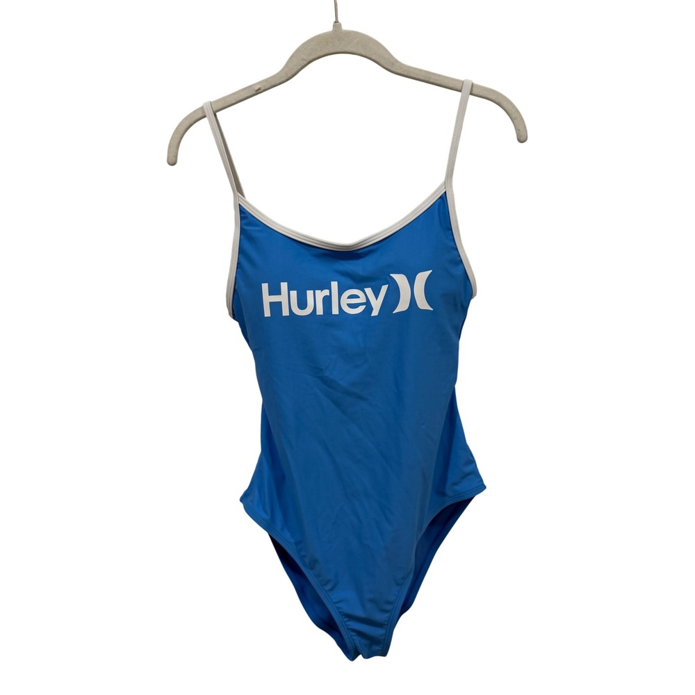 Hurley Womens Turquoise Logo One Piece Swimsuit Strappy Back HRO1000 Size M